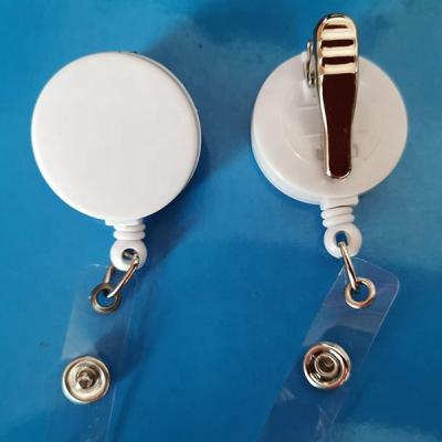 China White Flat Retractable Nylon Clip Yo-Yo Badge Reel With Customized Logo for sale