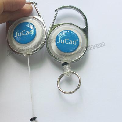 China ABS+zinc alloy factory wholesale clear transparent round plastic retractable badge string reel with double side or two sides printing for sale