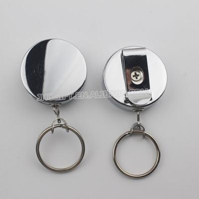 China Retractable Key Ring Zinc Alloy Badge Reel With Chain for sale