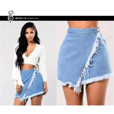 China 2021 Fashion Four Seasons Hot-selling Women's Denim Tassel Fringe Mini Skirt Girl Lady Mini Skirt Jean Skirts for sale