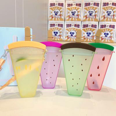 China Cute Popsicle Drink Clips Straw Plastic Cup Shape Purse Bag Fashion Ice Cream Shoulder Drink Purses for sale