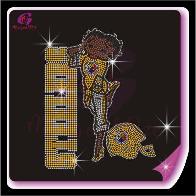 China Football Betty Boop Football Flatback NFL Steeler Iron On Rhinestone Transfer Sticker for sale