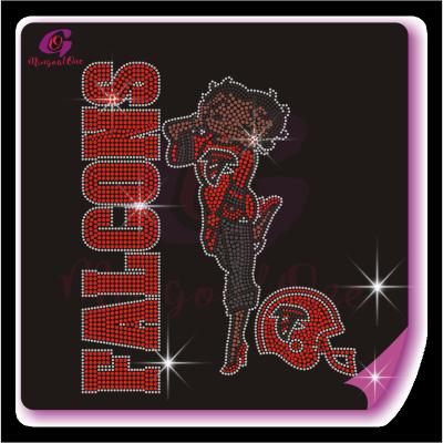 China Flatback NFL Falcons Football Betty Boop Football Iron On Rhinestone Transfer Sticker for sale