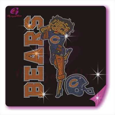 China Flatback NFL Football Bear Betty Boop Football Iron On Rhinestone Transfer Sticker for sale