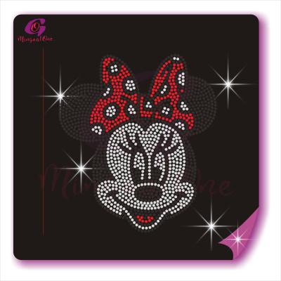 China Custom Flatback Hotfix Rhinestone Heat Transfer Designs Cartoon Mouse Iron On Transfer Rhinestone For Shirt for sale