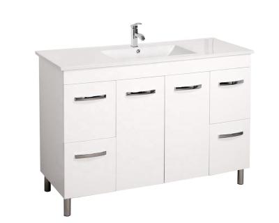 China PVC waterproof vanity High glossy white painting 120CM Width bathroom vanity With drawers with shaving cabinet bathroom cabinet for sale