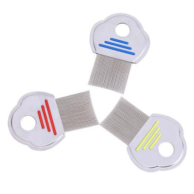 China 2021 Viable New Pet Care Product Metal Head Flea Pet Comb Silicone Handle Anti Lice Stainless Steel Comb For Human for sale