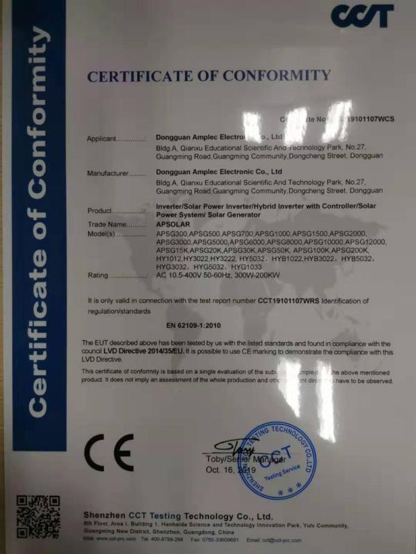 CE - Dongguan Amplec Electronic Co., Ltd.