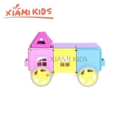 China XIAMIKIDS Toys Magnetic Magic Rod 3d Building Blocks Blocks Toy Factory 3D Play Magnetic Tiles Building Magnetic Tiles Set With Wheels for sale