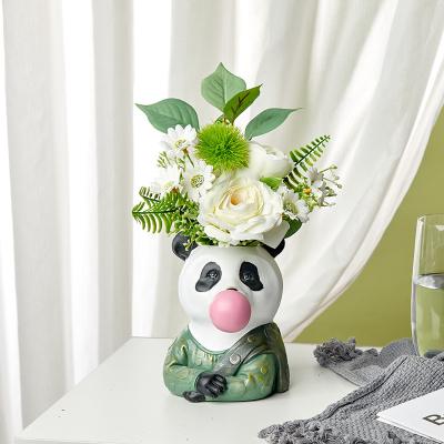 China China 2021 New Style Resin Marble Animal Shape Decorative Vases For Home Decor for sale