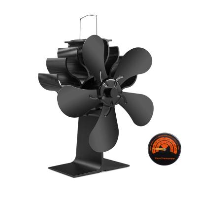 China Household Chimney Rises For Low Price Fan Wood Log Burner Heat Powered Stove High Airflow 5 Blade Black for sale