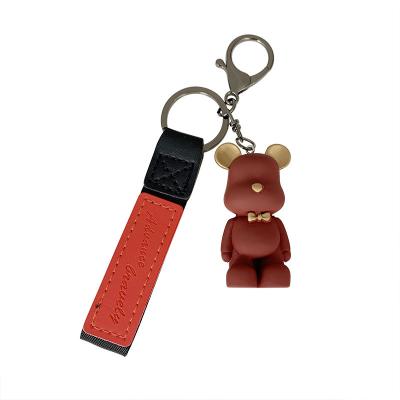 China Nordic creative cute couple keychain metal bear key chain bear metal bow tie key chain/key chain/rubber woodkeychain for sale