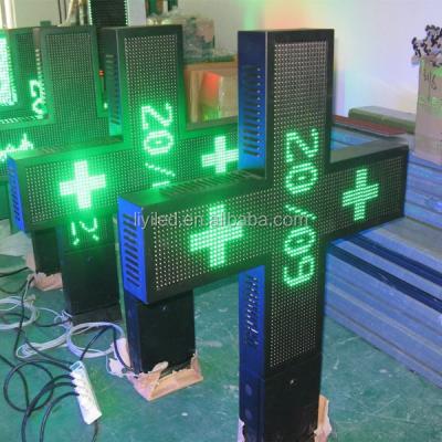 China Indoor/Semi-outdoor/Outdoor Pharmacy Pharmacy Cross Sign Illuminated Outdoor Signs P10 Green Color/China Online Pharmacy for sale