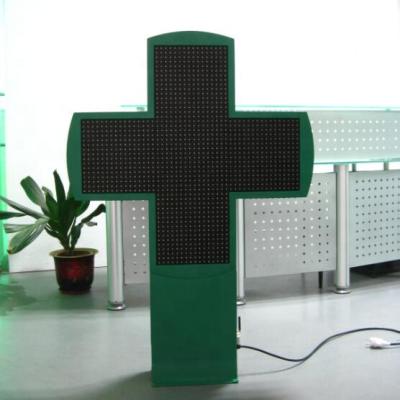 China Pharmacy Led Outdoor Double 800x800mm Pharmacy Cross P16 Green Sides for sale