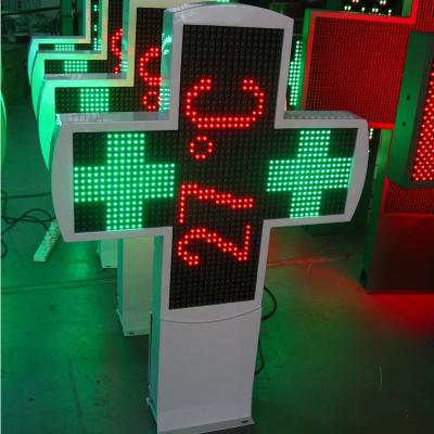 China Pharmacy Led Outdoor 800x800mm Double Red Green Pharmacy Cross P16 Sides for sale