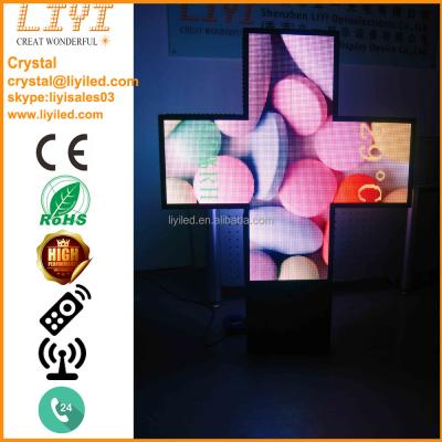 China LIYI Supplier HD Outdoor Video 120cm Outdoor SMD P6 P8 Led Pharmacy Cross For Pharmacy for sale