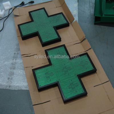 China Indoor Pharmacy Store Led Pharmacy Green Cross Sign 50x50cm Indoor RF Check for sale