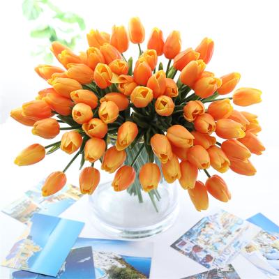 China Silk Tulip Bouquet Home Decoration Artificial Tulip For Hot Sale PU Long Stem for sale