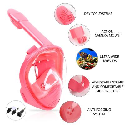 China High quality full dry all dry snorkeling mask with camera bracket, water blocking and exhausting ODM, support OEM and for sale