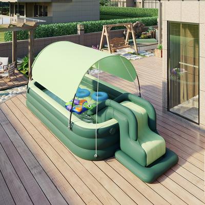 China Outdoor Sunshade And Dust Avoidance Swimming Pool, Foldable Bathtub, Children's Large Slide Pool for sale