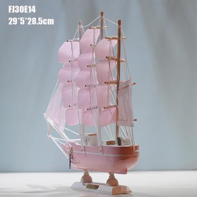 China Europe High Quality Crafts Mediterranean Decorative Wooden Boats 30cm for sale