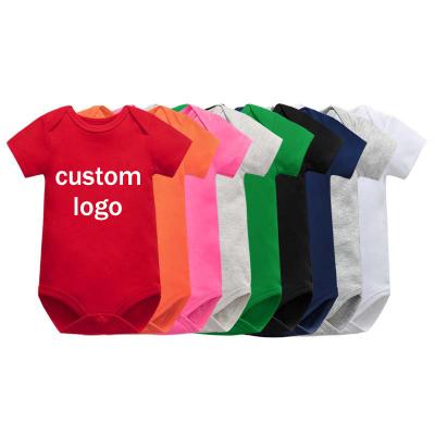 China Cotton Custom Logo Knitted Baby Clothes JumpsuitCustom Short High Quality Print Blank Sleeve Unisex Baby Romper for sale