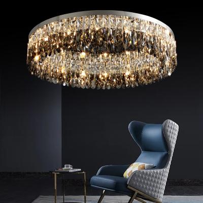 China Luxury romantic crystal ceiling light modern simple round modern LED living room light of the new for sale