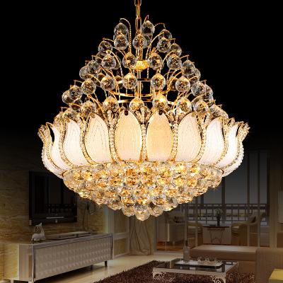 China Post Modern Luxury Indoor Golden Shape Crystal Ball Chandelier Flower Lamp For Villa Mansion Hotel for sale