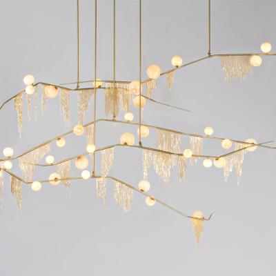 China Farmhouse New Fashion Bubble Ball Chandelier Gold Chain Creative Glass Branches For Living Room Dining Room Villa for sale