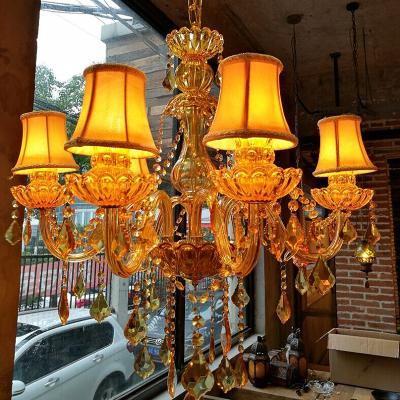 China European Indoor Luxury French Bedroom LED Glass Tube Crystal Hanging Chandelier Lighting Decorative Pendant Lamp for sale