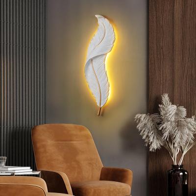 China Modern Modern Fashion White Feather LED Wall Lamp Lighting for Living Room and Bedroom for sale