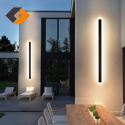 China Outdoor Wall Lamps Long Strip IP65 Wall Lamp Garden Light Contemporary Modern Outdoor Waterproof Aluminum Sconce Light for sale