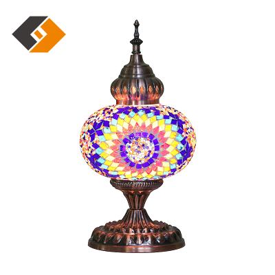 China Morocco Traditional Bedroom Table Lamp Traditional Stained Glass Hotel Decorative Fancy Antique Table Lamp for sale