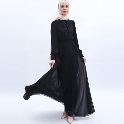 China Two Layers Chiffon Muslim Dress Wholesale Women Abaya Casual Muslim Islamic Clothing Robe Plus Size Abaya For Ethnic Clothing for sale