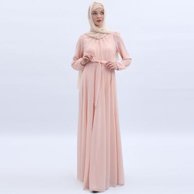 China 2022 Factory Supply Muslim Abaya Dress Wholesale High Quality Long Sleeve Women Chiffon Muslim Prom Dresses Plus Size Islamic Modest Muslim Dress for sale