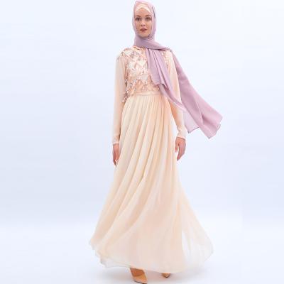 China High Quality Two Layers Chiffon With Sequins Dubai Latest Designs Muslim Dress 2022 Long Ethnic Islamic Simple Women Abaya Muslim Dress for sale