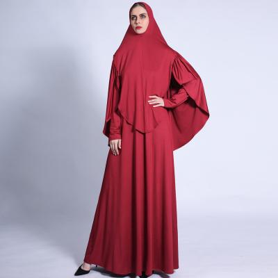 China Polyester Cloth Ramadan Hooded Muslim Women Hijab Prayer Dress Long Khimar Eid Gown Abayas Skirt Sets High Quality Jilbab Abaya Islamic Clothing for sale