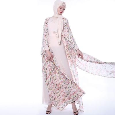 China Autumn fashion new high quality printed muslim classic embroidered polyester lace cardigan dress fringed muslim abaya for sale