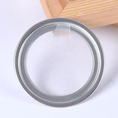 China Non Refillable 401#Aluminum Tin Lid With Transparent Round Tin Can Peel Off Lid for sale