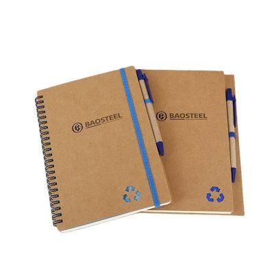 China Convenient Eco 2022 Recycled Cardboard Cover Kraft Spiral Notebook for sale