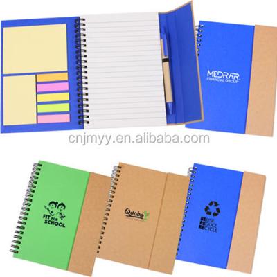 China 100% Eco-friendly Recycled Magnetic Spiral Notebook Cover Cardboard Notebooks With Sticky Notes And Pen for sale