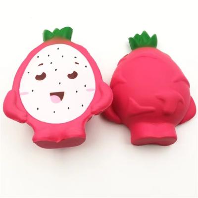 China Eco-Friendly Non-Toxic Face Half Dragon Fruit Squishy Toys Anti Smiling Pu Toy Wholesale Funny Educational Squeeze Foam Face Stress Pitaya Ball for sale