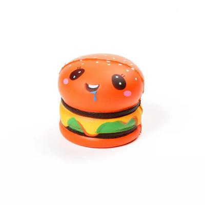 China Slow Rising Toy Anti Stress Hamburger Ball Logo Fidget Toy DingChang PU Foam Funny Educational Hamburger Slime Squishy Custom Toy for sale