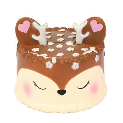 China Promotional Toy Amazon Hot Sale PU Foam Deer Cake Style Funny Educational Squishy Toys Kids Slow Rising Toys Relaxation for sale