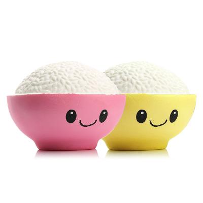 China Wholesale Hot Sale Worry Relife Rice Bowl Squishy Slow Rising Squishy Squeeze Scented Toy Kawaii Rice Bowl Gift For Kid for sale