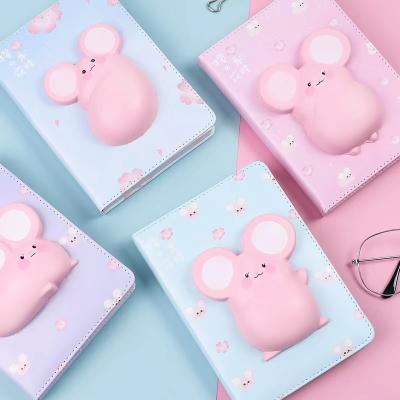 China Children's Toys Kawaii Mouse Book Sticker Squishy PU Foam /Fridge/Wall Decompression Stickers Facing Notebook/Phone Slow Bound New for sale