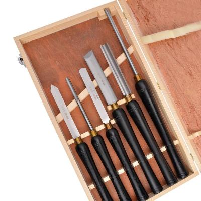 China 6pcs Woodworking Chisel Set Woodturning HSS Woodworking Tool Large Size Wood Lathe Peeling Chisel Bias for sale