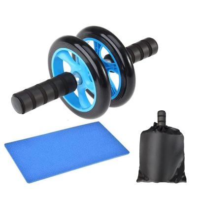 China Durable Home Fitness Workout ABS Abdominal Wheel, Wheels Plastic Double Roller With Knee Pad for sale