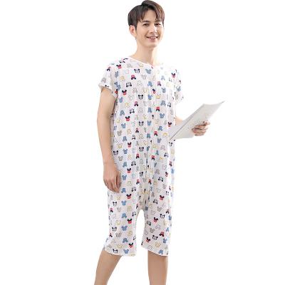 China Summer breathable cotton one-piece pajamas, home casual and comfortable men's short-sleeved shorts, home service for sale