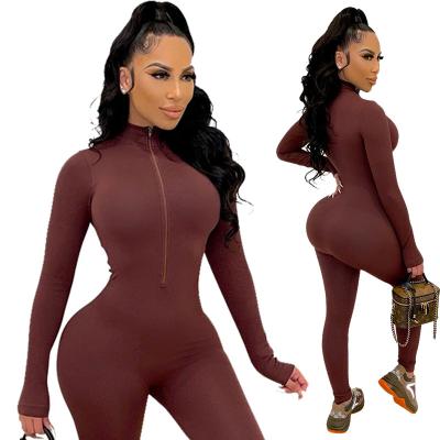 China Brown QUICK DRY winter 1 piece jumpsuit plus size jumpsuit women's sports fitness yoga set for sale